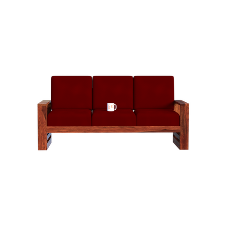 Seam Sheesham Solid Wood 7 Seat (3+2+1+1) Sofa with Loose Upholstery in Natural finish - Rajasthali Furniture 