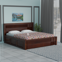 Mattson Solid Wood Queen Size Double Bed with Box Storage in Honey Oak Finish - Rajasthali Furniture 