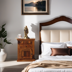 Livia One Door One Drawer Bed Side in Honey Oak Finish - Rajasthali Furniture 
