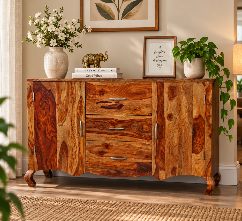 Shay Sheesham Wood Storage Cabinet (Honey Finish)