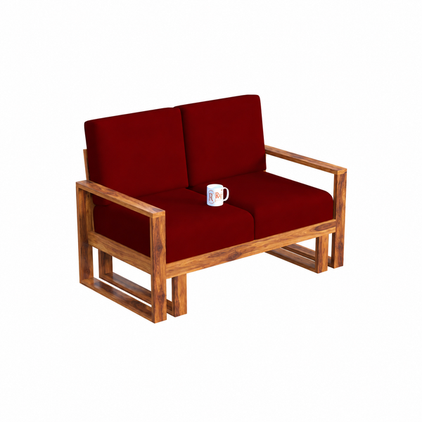 Cucus Sheesham Wood Sofa Set (3+2+1+1, Natural Finish) - Rajasthali Furniture 