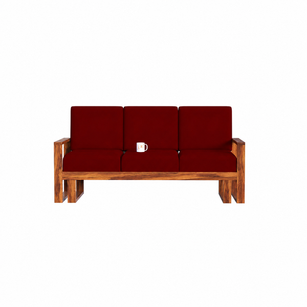 Cucus Sheesham Wood Sofa Set (3+2+1+1, Natural Finish) - Rajasthali Furniture 
