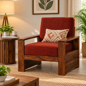 Ravishing Sheesham Wood Sofa (1 Seater, Honey Oak Finish)
