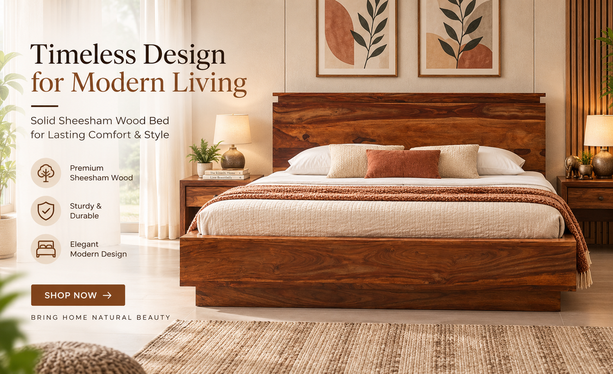 Solid Sheesham Wood Bedroom Furniture Collection – Beds, Wardrobes, Bedside Tables & Dressers by Rajasthali Furniture