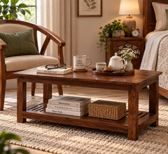 Poppy Sheesham Wood Rectangular Coffee Table (Honey Oak Finish)