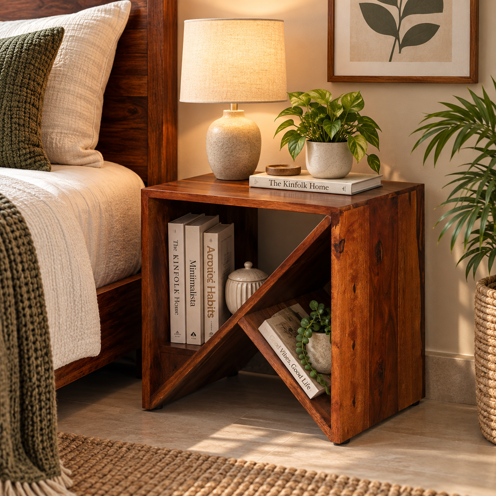 Lasse Sheesham Wood Side Table (Honey Finish)