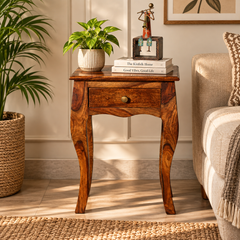 Viola Sheesham Wood Side Table (Natural Finish)
