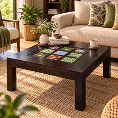 Silven Sheesham Wood Tile-Top Coffee Table (Walnut Finish)