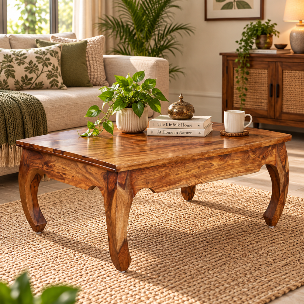 Eden Sheesham Wood Rectangular Coffee Table (Honey Oak Finish)