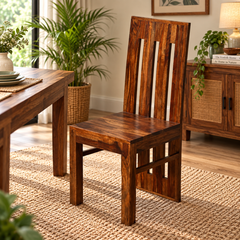 Poster Sheesham Wood Dining & Study Chair (Natural Finish) - Rajasthali Furniture 