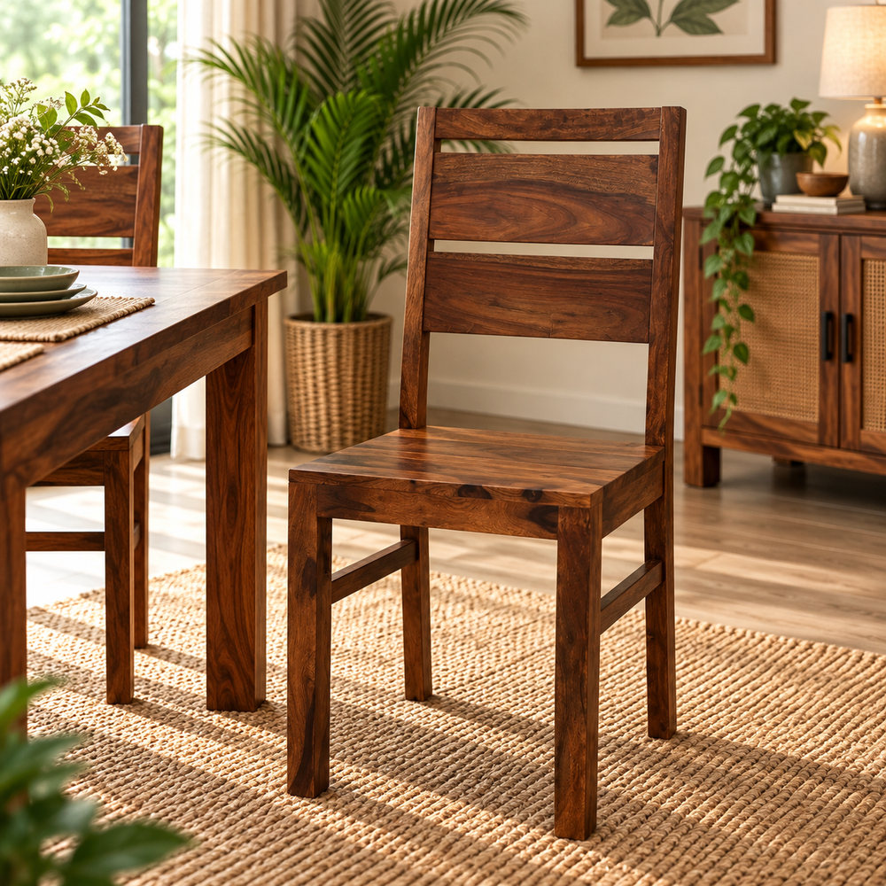 Lowa Sheesham Wood Dining & Study Chair (Natural Finish)