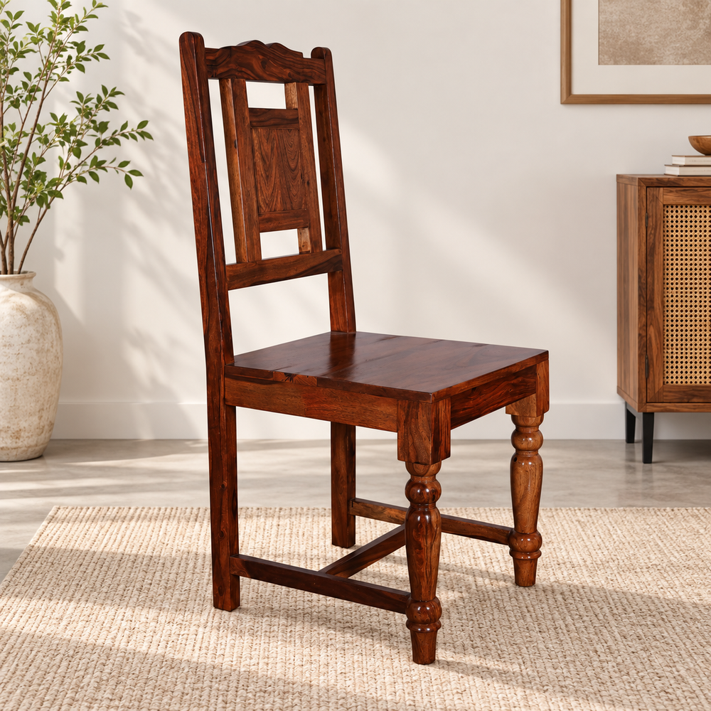 Gladsville Sheesham Wood Ceramic Tile Dining Chair (Natural Finish)