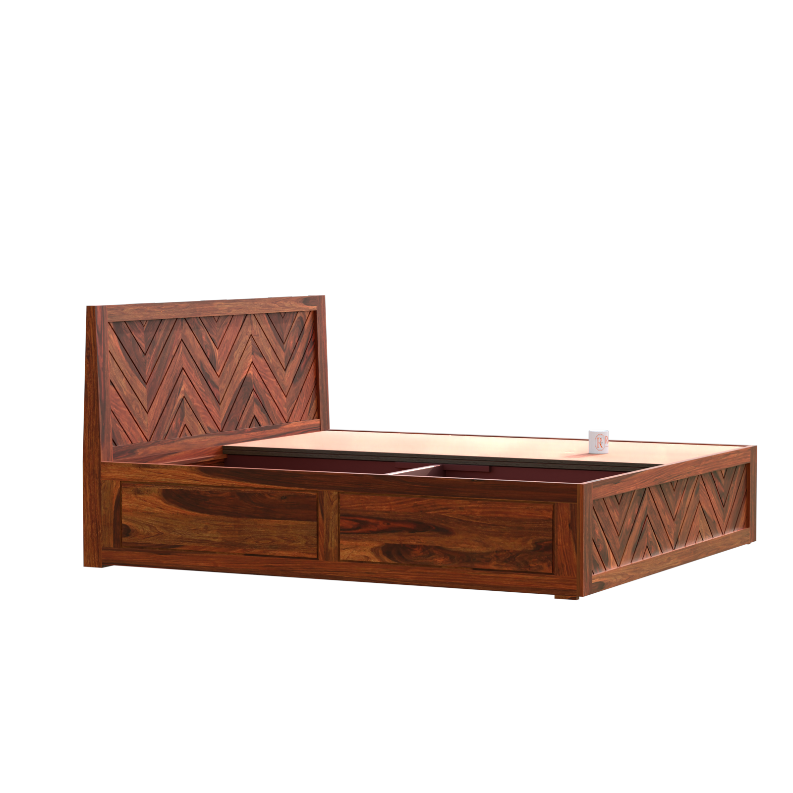 Daley Solid Wood Double Bed with Box Storage in Honey Oak Finish - Rajasthali Furniture 