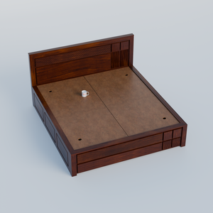 Mattson Solid Wood Queen Size Double Bed with Box Storage in Honey Oak Finish - Rajasthali Furniture 
