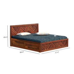 Daley Solid Wood Double Bed with Box Storage in Honey Oak Finish
