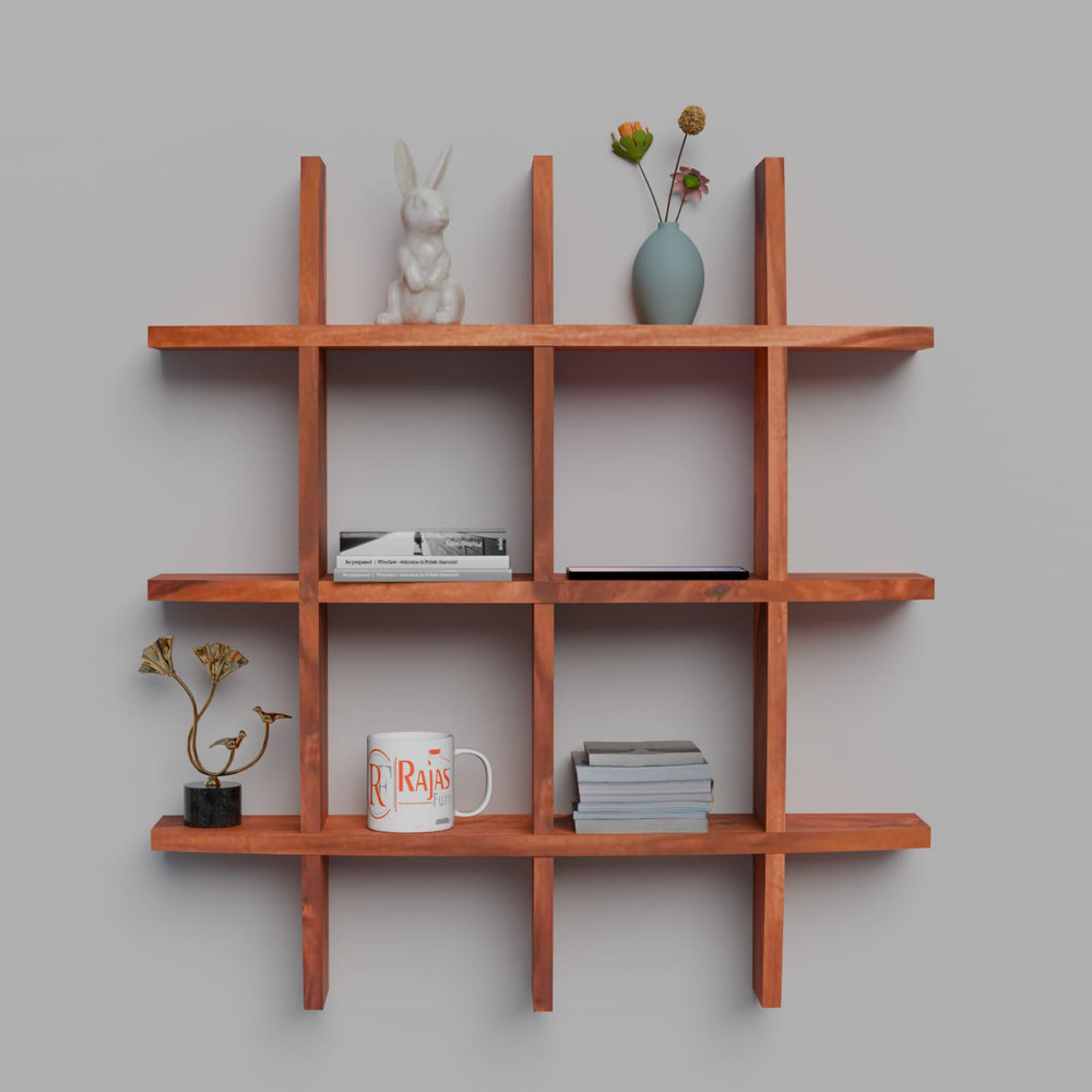 Solid Wood Wall Decor Floating Shelf Display Rack Decorative Hall Décor for Living Room - Rajasthali Furniture 