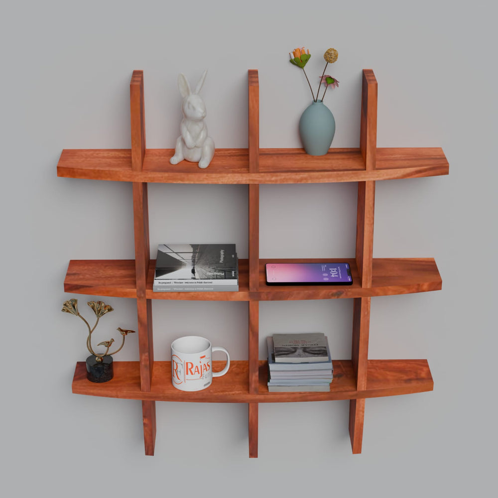 Solid Wood Wall Decor Floating Shelf Display Rack Decorative Hall Décor for Living Room - Rajasthali Furniture 