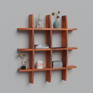 Solid Wood Wall Decor Floating Shelf Display Rack Decorative Hall Décor for Living Room - Rajasthali Furniture 