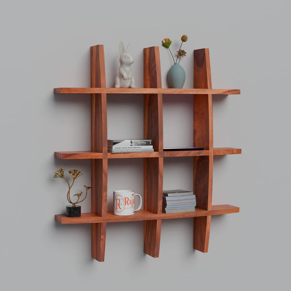 Solid Wood Wall Decor Floating Shelf Display Rack Decorative Hall Décor for Living Room - Rajasthali Furniture 