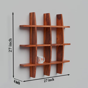 Solid Wood Wall Decor Floating Shelf Display Rack Decorative Hall Décor for Living Room - Rajasthali Furniture 