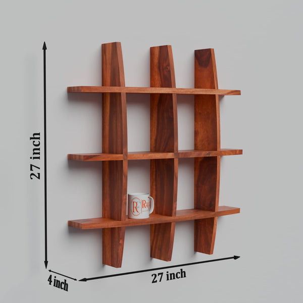Solid Wood Wall Decor Floating Shelf Display Rack Decorative Hall Décor for Living Room - Rajasthali Furniture 