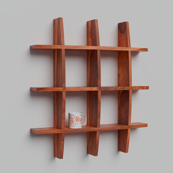 Solid Wood Wall Decor Floating Shelf Display Rack Decorative Hall Décor for Living Room - Rajasthali Furniture 