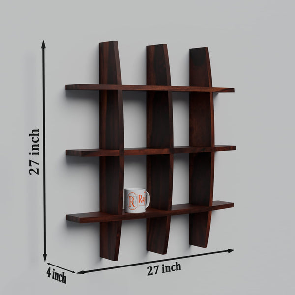 Solid Wood Wall Decor Floating Shelf Display Rack Decorative Hall Décor for Living Room - Rajasthali Furniture 