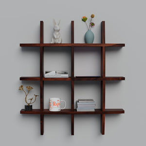 Solid Wood Wall Decor Floating Shelf Display Rack Decorative Hall Décor for Living Room - Rajasthali Furniture 
