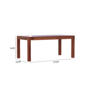Rosa Solid Sheesham Wood Six Seat Dining Table Set in Natural Finish - Rajasthali Furniture 