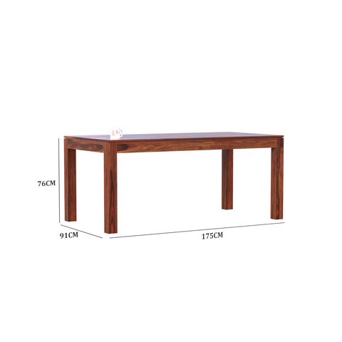 Poppy Solid Sheesham Wood Six Seat Dining Table Set in Natural Finish - Rajasthali Furniture 