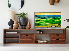 Aaron solid Sheesham wood TV unit for living room with storage