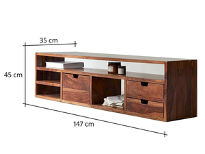 Aaron Sheesham wood TV unit dimensions 147 x 35 x 45 cm