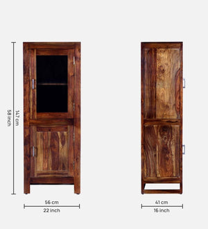 Fanti Sheesham wood book cabinet dimensions 22 inches wide 16 inches deep and 58 inches high