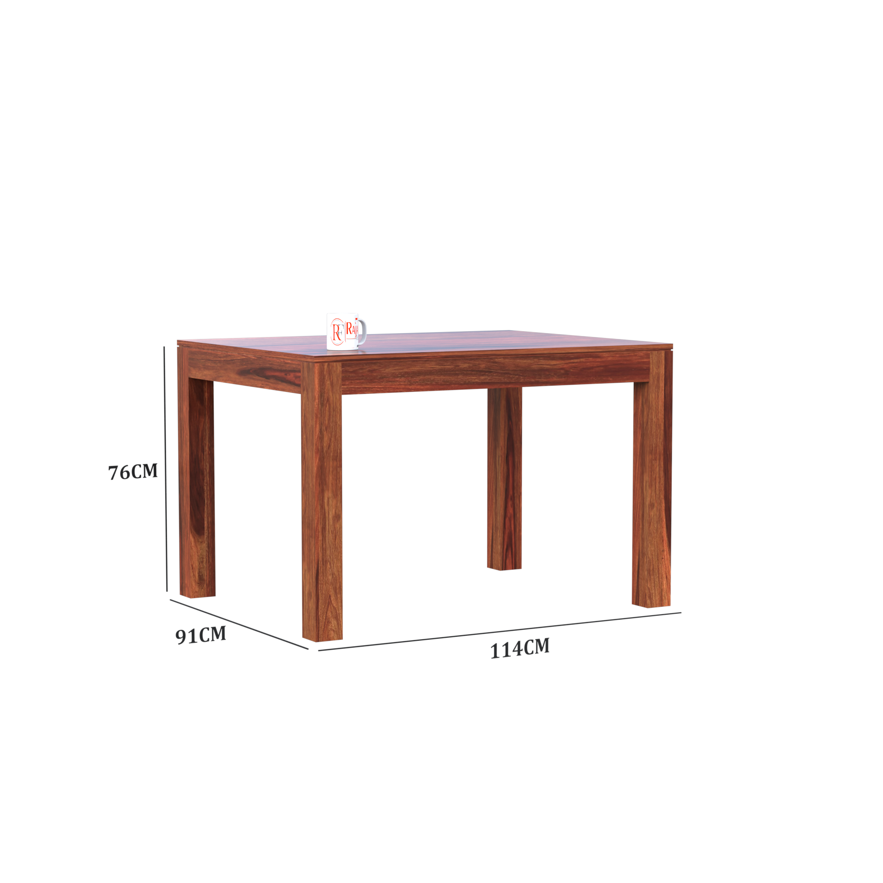 Poppy Solid Sheesham Wood Four Seat Dining table Set in Natural Finish - Rajasthali Furniture 