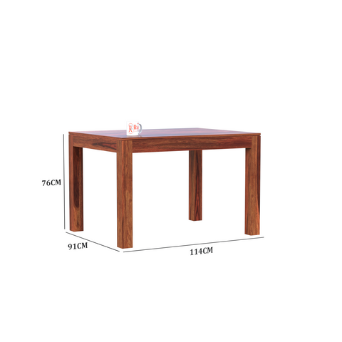 Poppy Solid Sheesham Wood Four Seat Dining table Set in Natural Finish - Rajasthali Furniture 