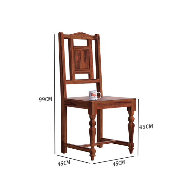 Solid Sheesham Wood Six Seat Ceramic Tile Dining Table Set in Natural Finish - Rajasthali Furniture 