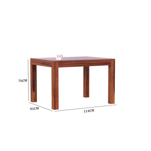 Flora Solid Sheesham Wood Four Seat Dining Table Set in Natural Finish - Rajasthali Furniture 