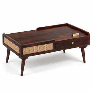 Sheesham wood cane centre table Walnut finish - product view 7