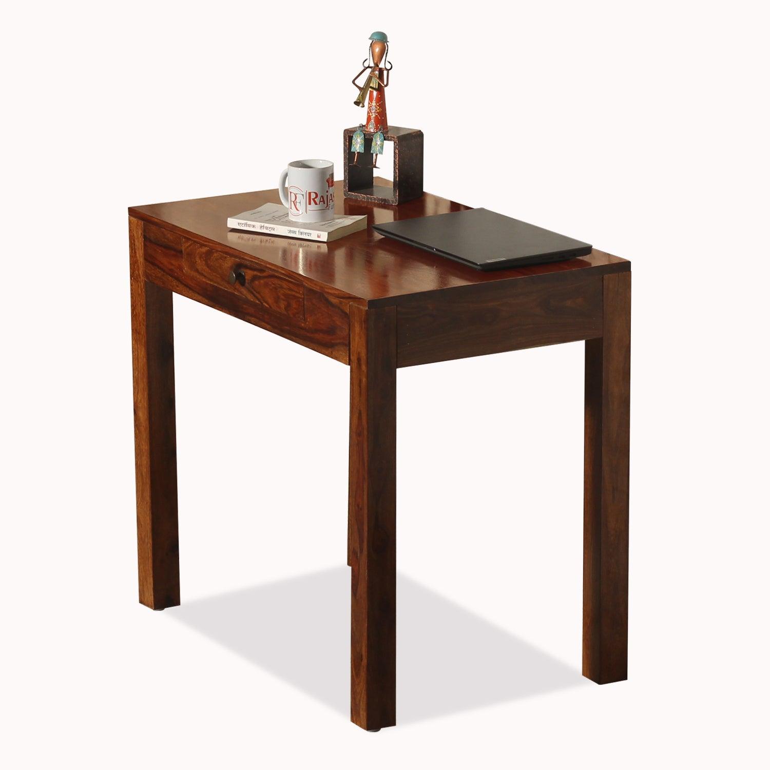 Adom Solid Wood One Drawer Writing Table in Honey Oak Finish - Rajasthali Furniture 