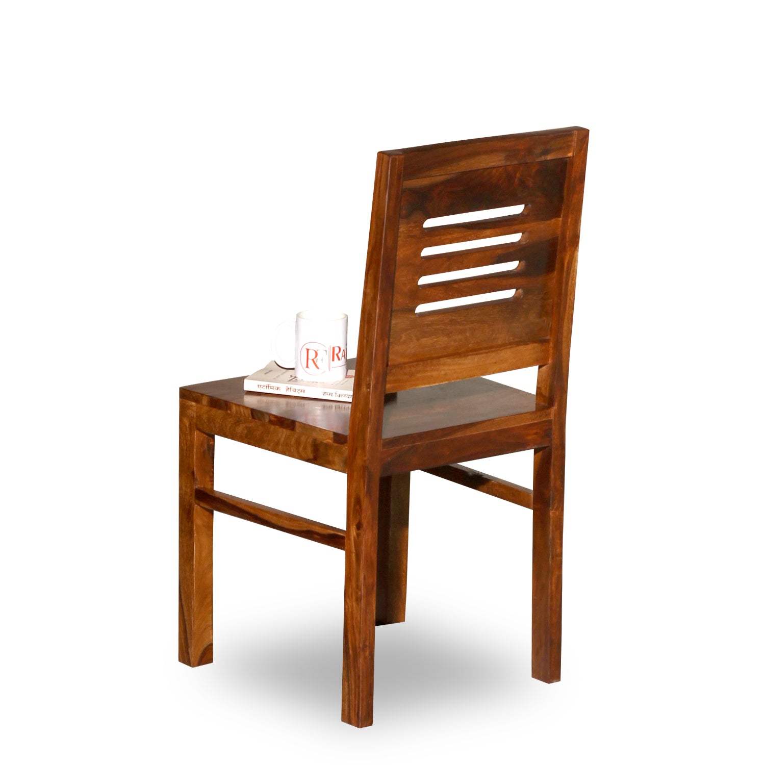 Maine Solid Sheesham Wood Dining cum Study Chair in Natural Finish - Rajasthali Furniture 