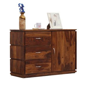 Vandyke Solid Wood Sideboard Cabinet Floor Mounted in Honey Oak Finish - Rajasthali Furniture 