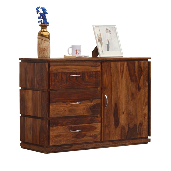 Vandyke Solid Wood Sideboard Cabinet Floor Mounted in Honey Oak Finish - Rajasthali Furniture 