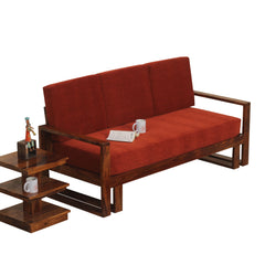 Cucus Double Leg Solid Wood Three Seat Sofa Set In Honey Oak Finished - Rajasthali Furniture 