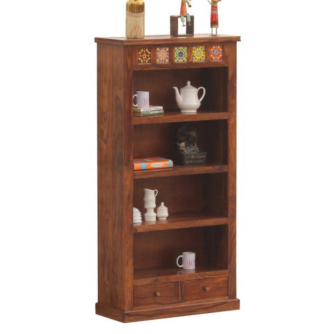 Opus Solid Wood Book Rack and Multipurpose Cabinet in Honey Oak Finish - Rajasthali Furniture 