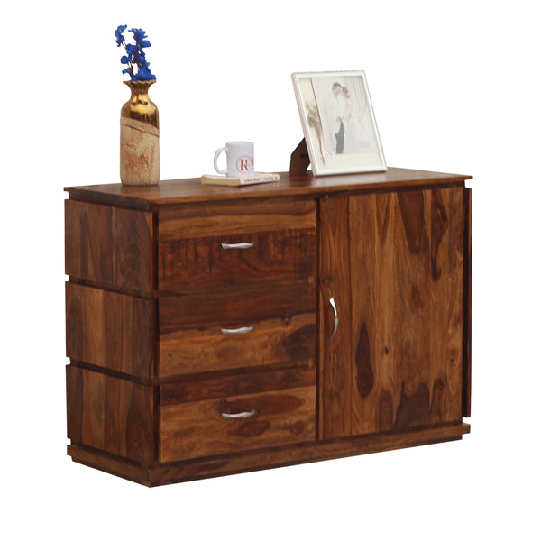 Vandyke Solid Wood Sideboard Cabinet Floor Mounted in Honey Oak Finish - Rajasthali Furniture 
