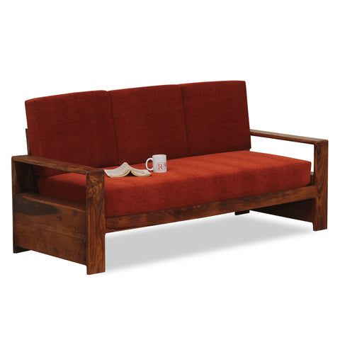 Ravishing Solid Wood Three Seat Sofa Set In Honey Oak Finished - Rajasthali Furniture 