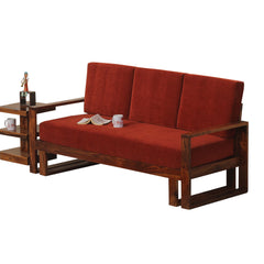 Cucus Double Leg Solid Wood Three Seat Sofa Set In Honey Oak Finished - Rajasthali Furniture 