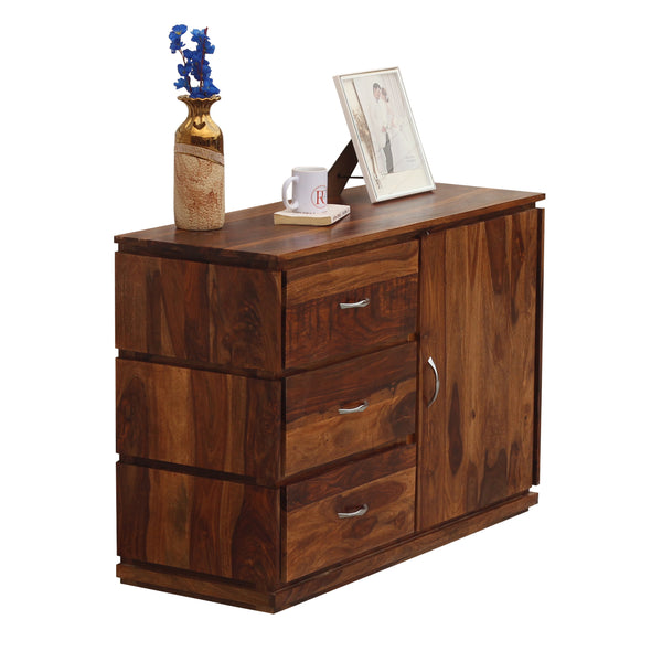 Vandyke Solid Wood Sideboard Cabinet Floor Mounted in Honey Oak Finish - Rajasthali Furniture 