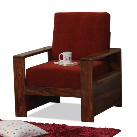 Ravishing Solid Wood Single Seat Sofa Set In Honey Oak Finished - Rajasthali Furniture 