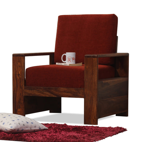 Ravishing Solid Wood Single Seat Sofa Set In Honey Oak Finished - Rajasthali Furniture 